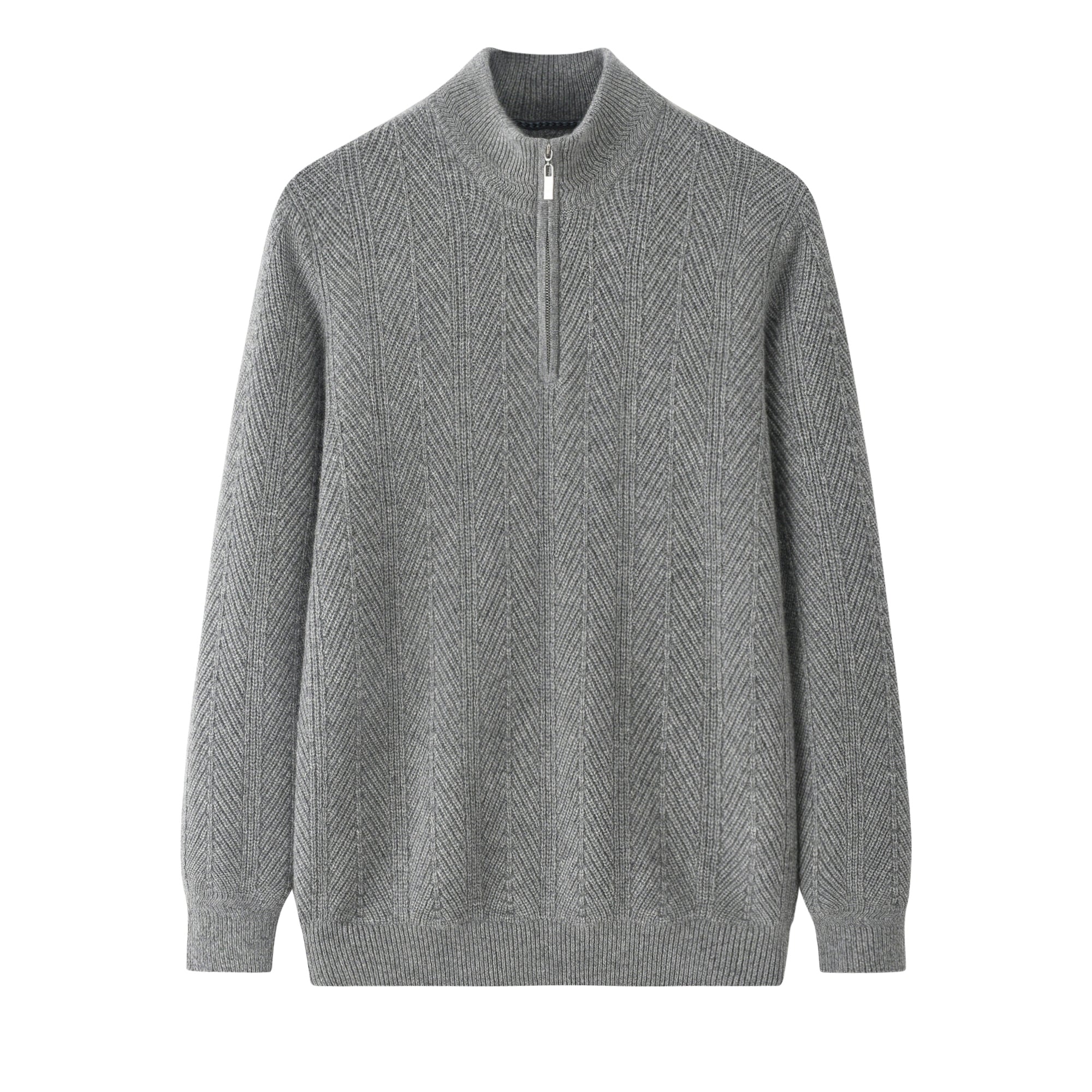 Cashmere Notes Men's Half Turtleneck Zip-up Pullover