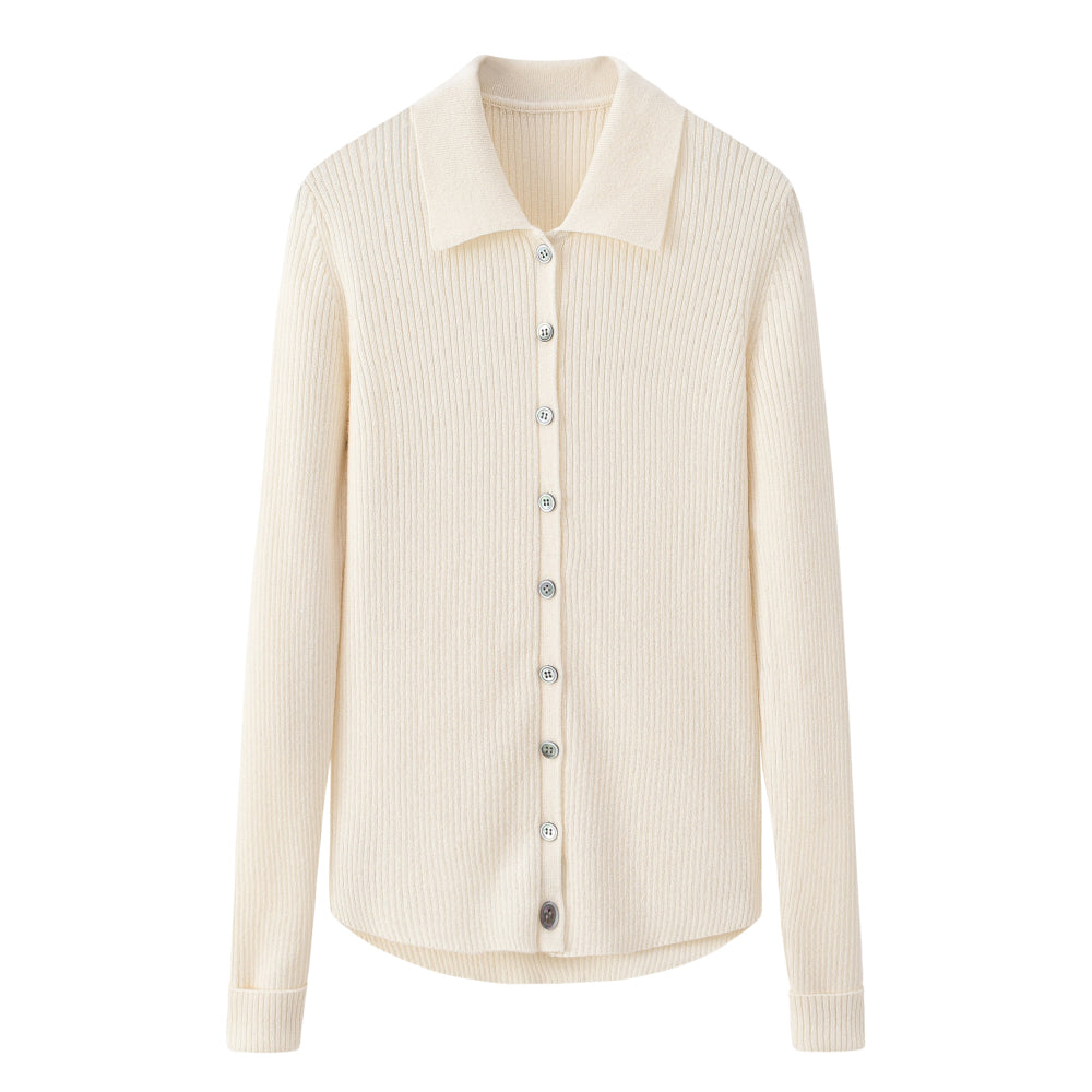 Cashmere Notes Small Collar Drawstring Women's Cardigan