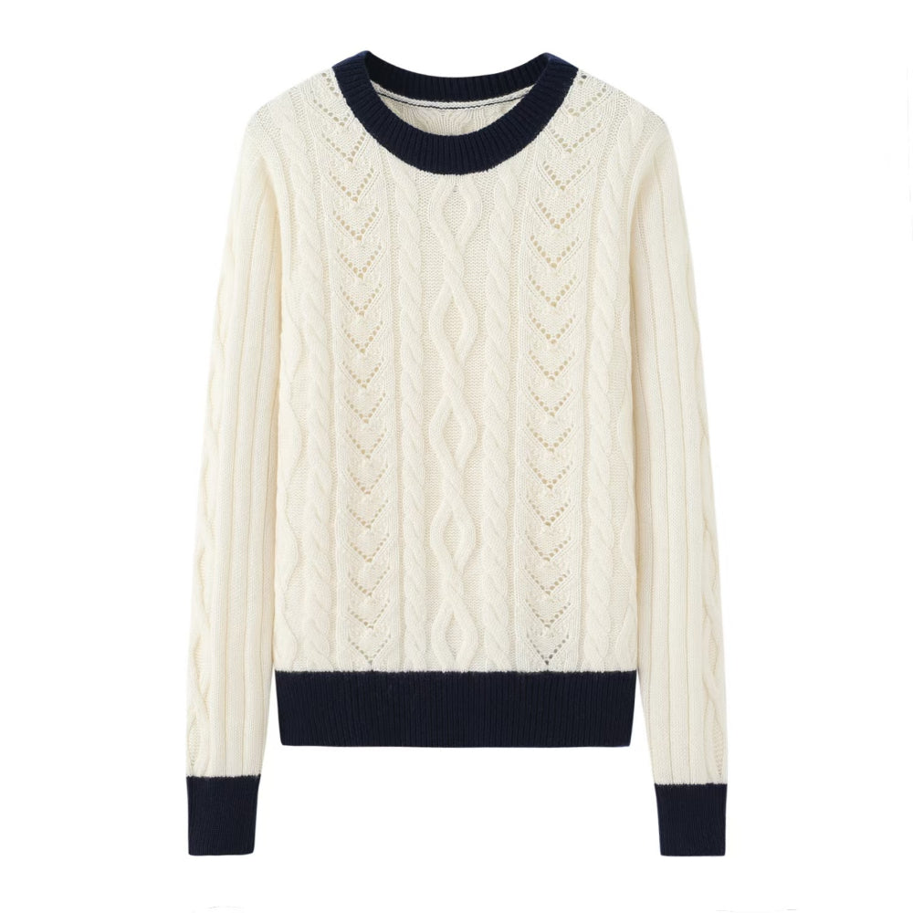 Cashmere Notes Round Neck Twisted Flower Women's Sweater