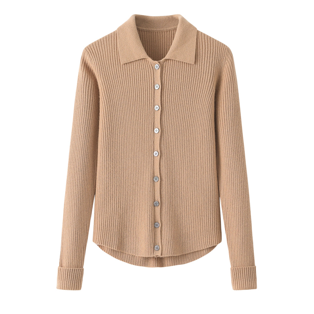 Cashmere Notes Small Collar Drawstring Women's Cardigan