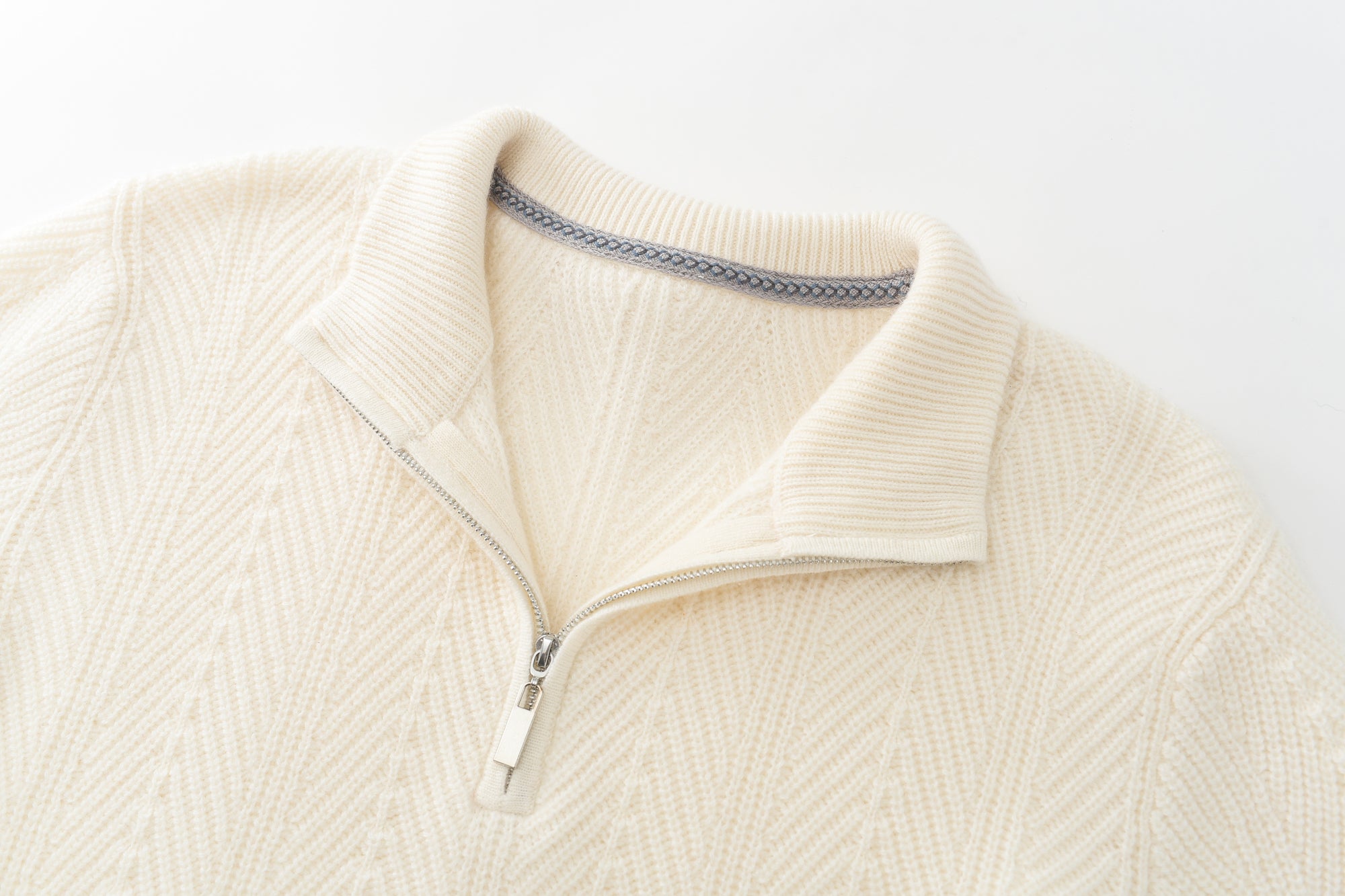 Cashmere Notes Men's Half Turtleneck Zip-up Pullover