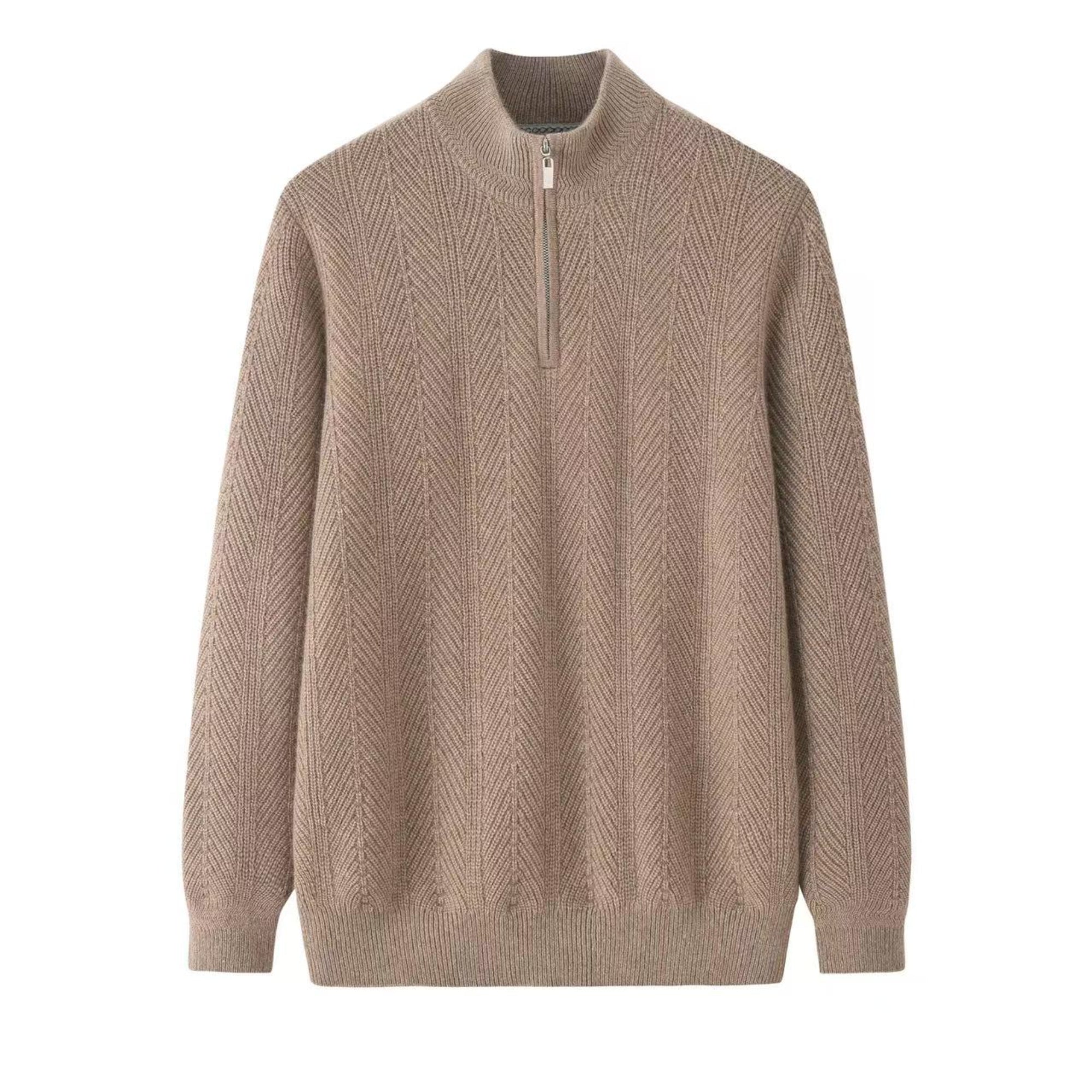 Cashmere Notes Men's Half Turtleneck Zip-up Pullover