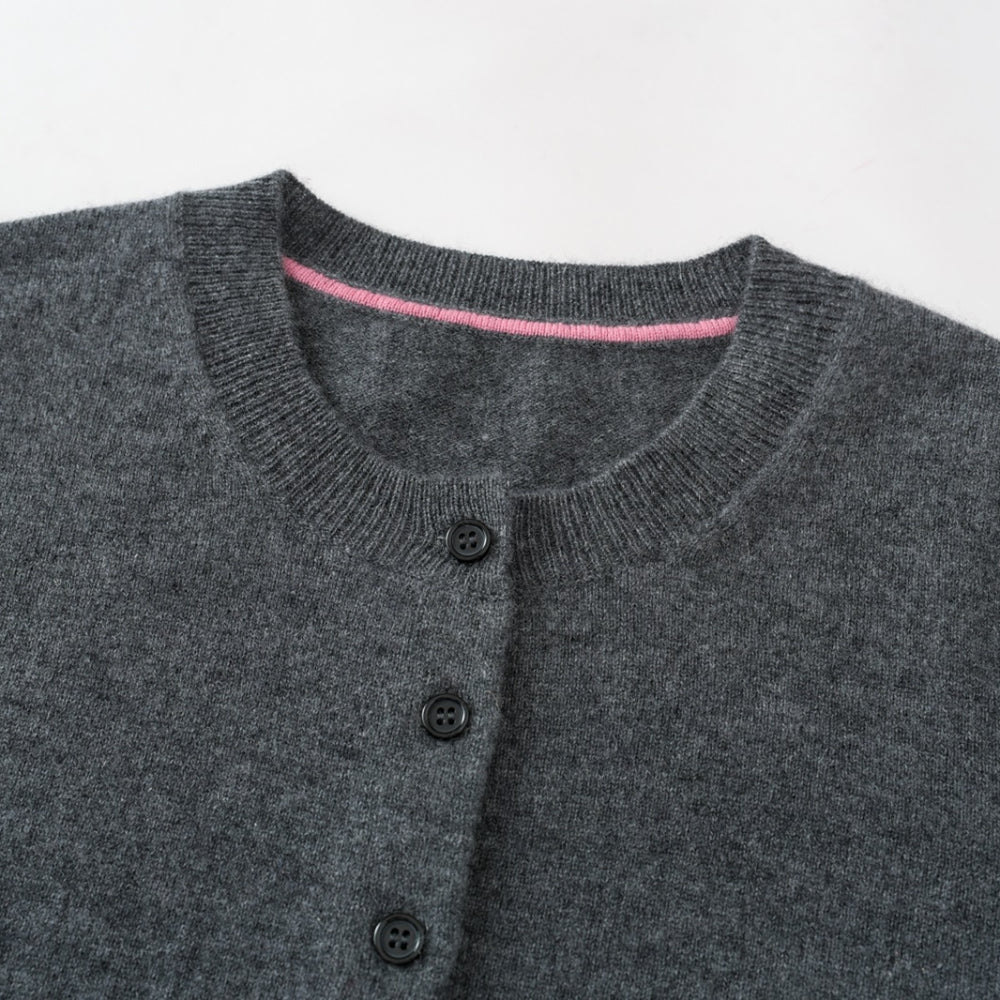 Cashmere Notes Round and Thick Collar Matching Cardigan